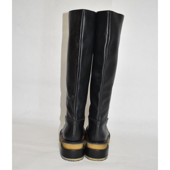 $900 FRAME LE CANON TALL BOOT BLACK LEATHER PLATFORM CORK 38.5 (ME36) - Picture 5 of 8